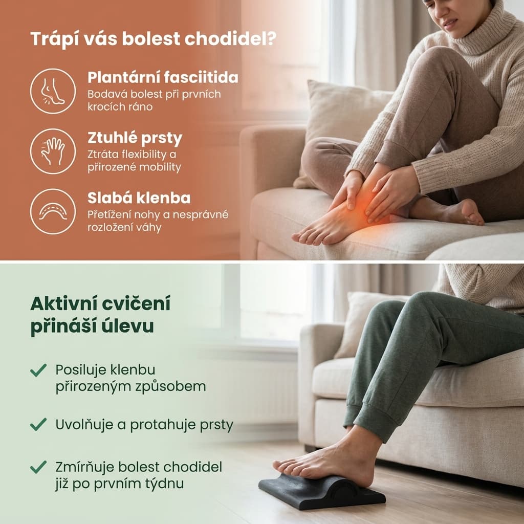 Protahovač chodidla při plantární fasciitidě a ztuhlých prstech